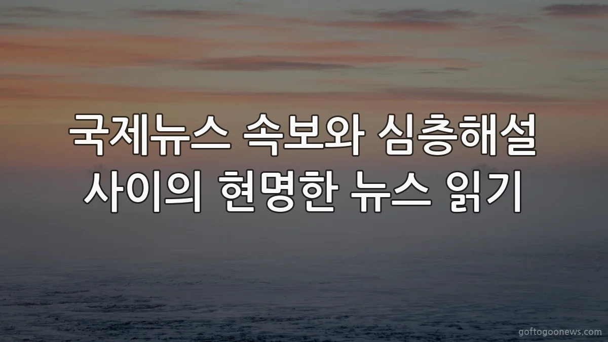 국제뉴스 속보와 심층해설 사이의 현명한 뉴스 읽기