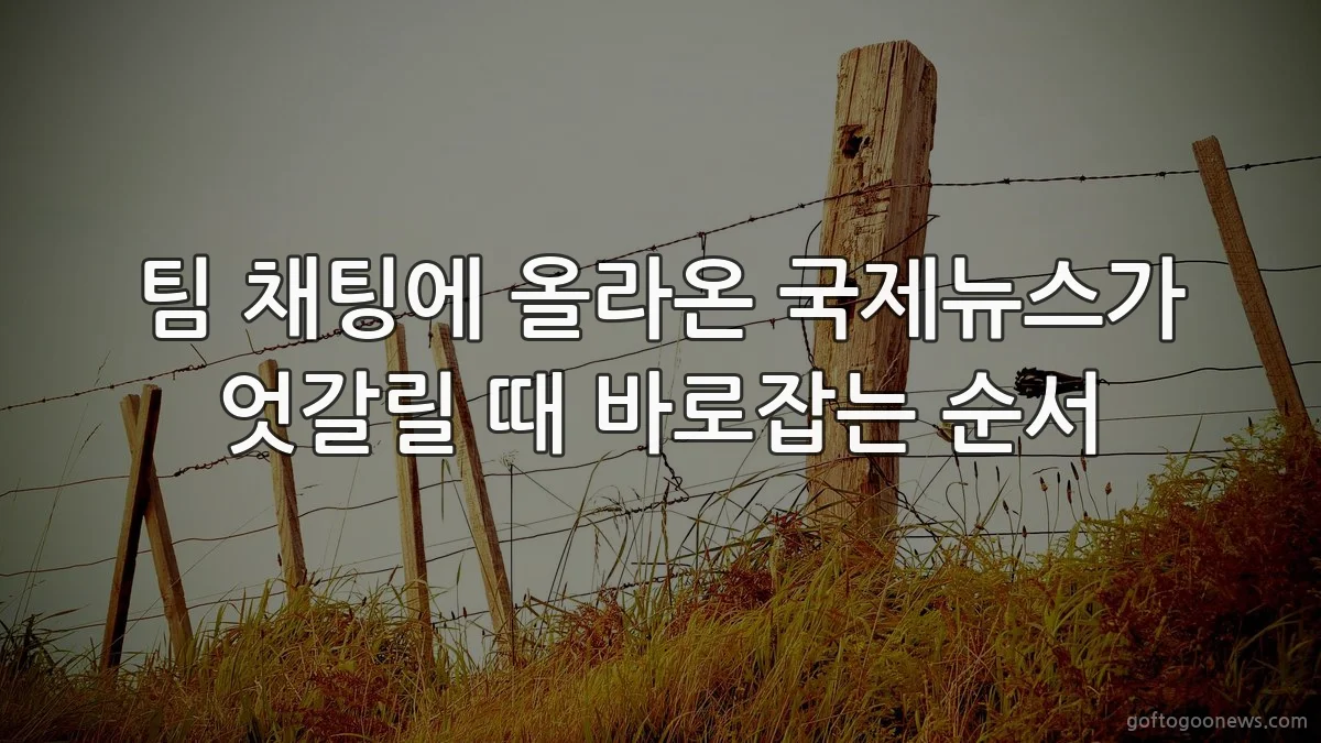 팀 채팅에 올라온 국제뉴스가 엇갈릴 때 바로잡는 순서
