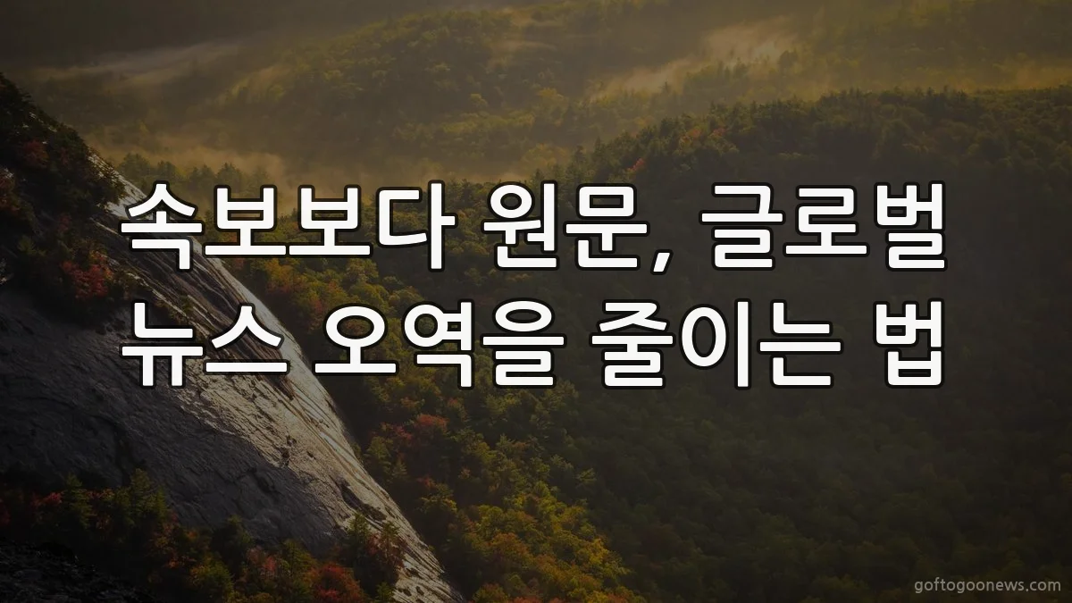 속보보다 원문, 글로벌 뉴스 오역을 줄이는 법