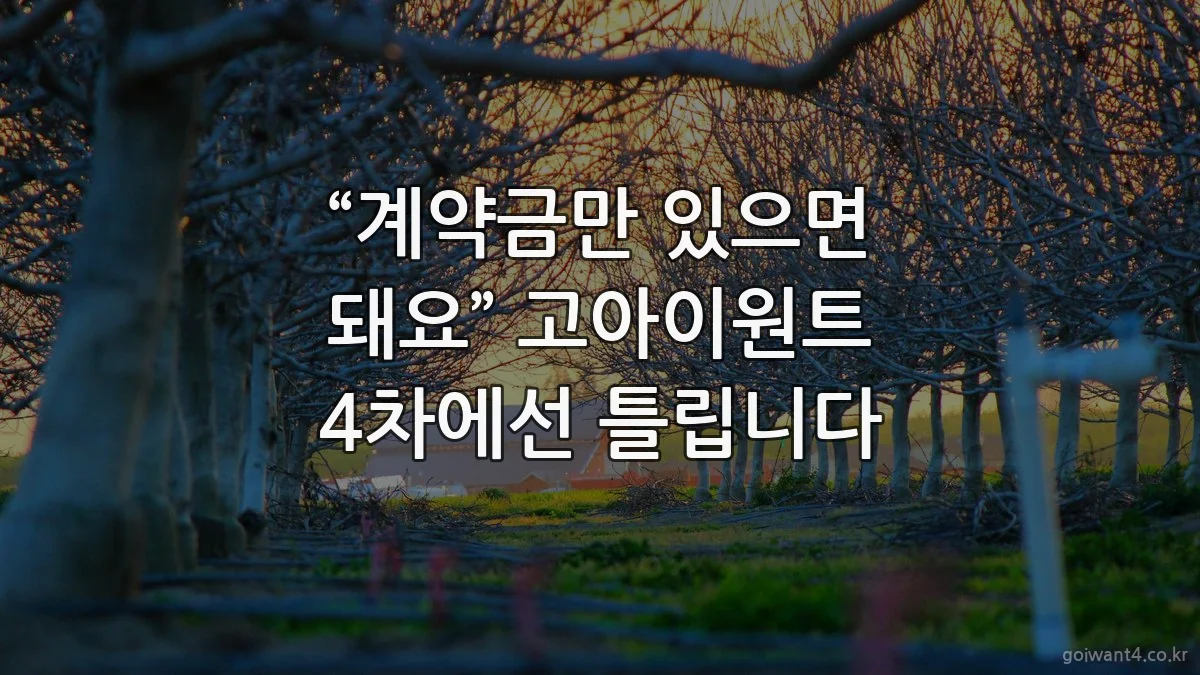 “계약금만 있으면 돼요” 고아이원트 4차에선 틀립니다