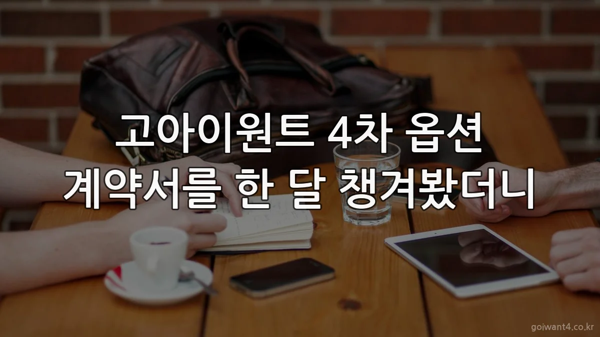 고아이원트 4차 옵션 계약서를 한 달 챙겨봤더니