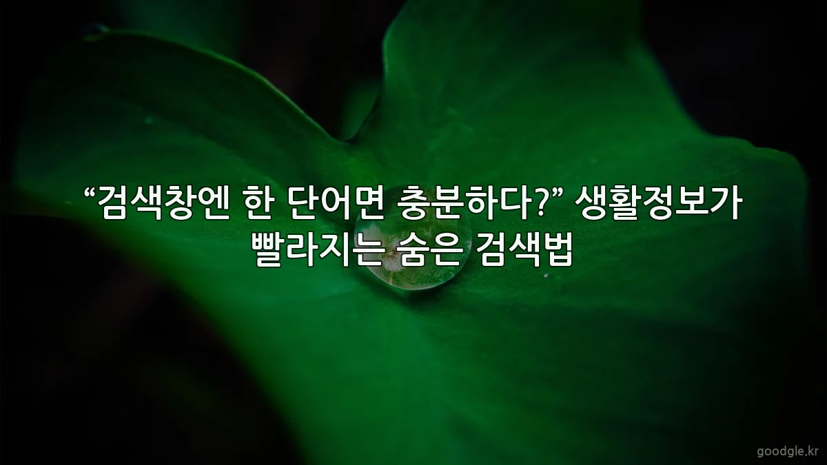 “검색창엔 한 단어면 충분하다?” 생활정보가 빨라지는 숨은 검색법