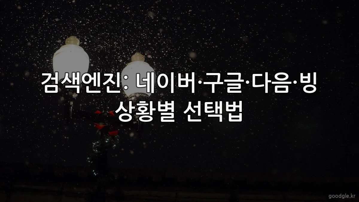 검색엔진: 네이버·구글·다음·빙 상황별 선택법