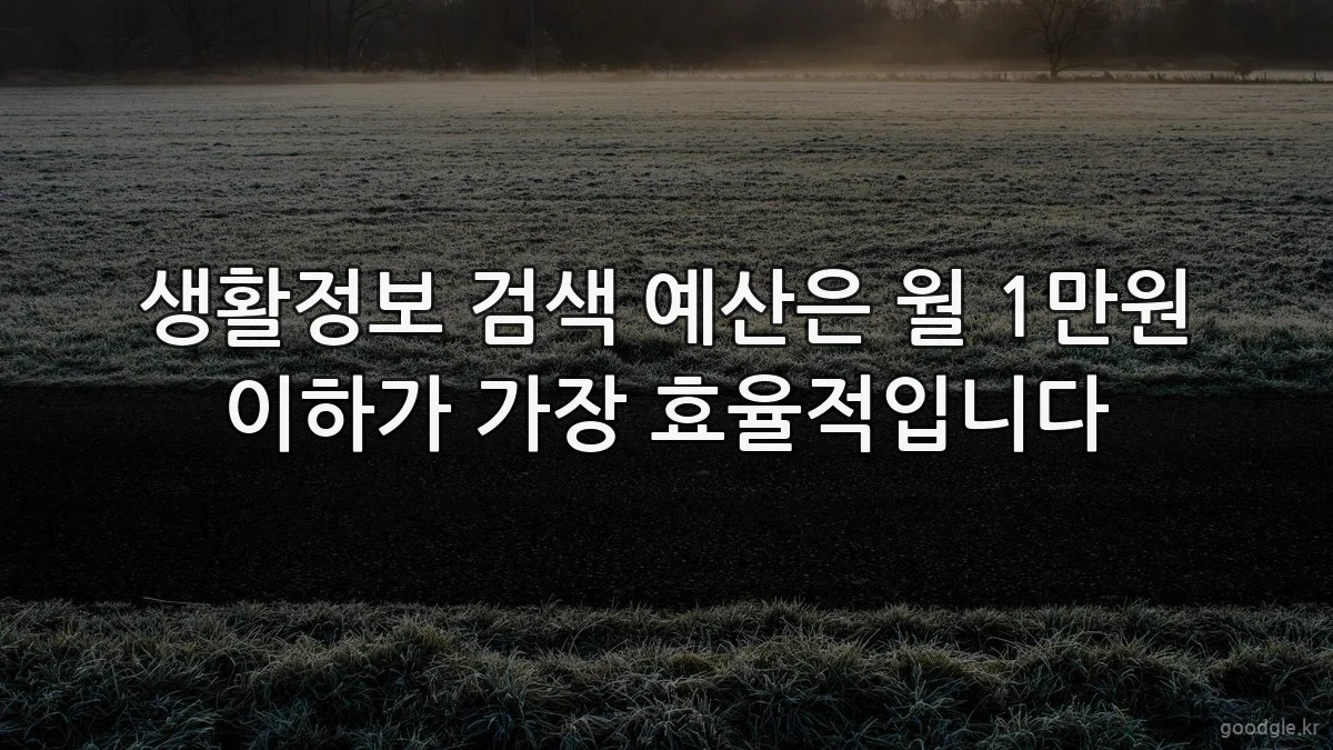생활정보 검색 예산은 월 1만원 이하가 가장 효율적입니다