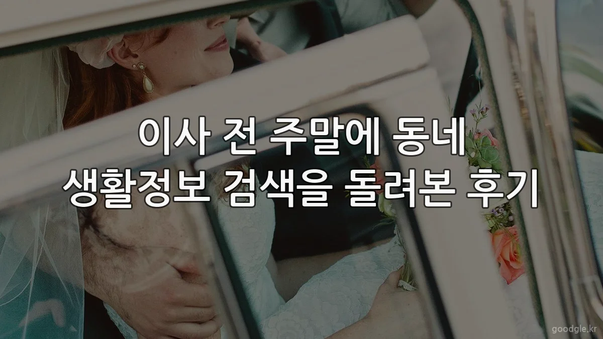 이사 전 주말에 동네 생활정보 검색을 돌려본 후기