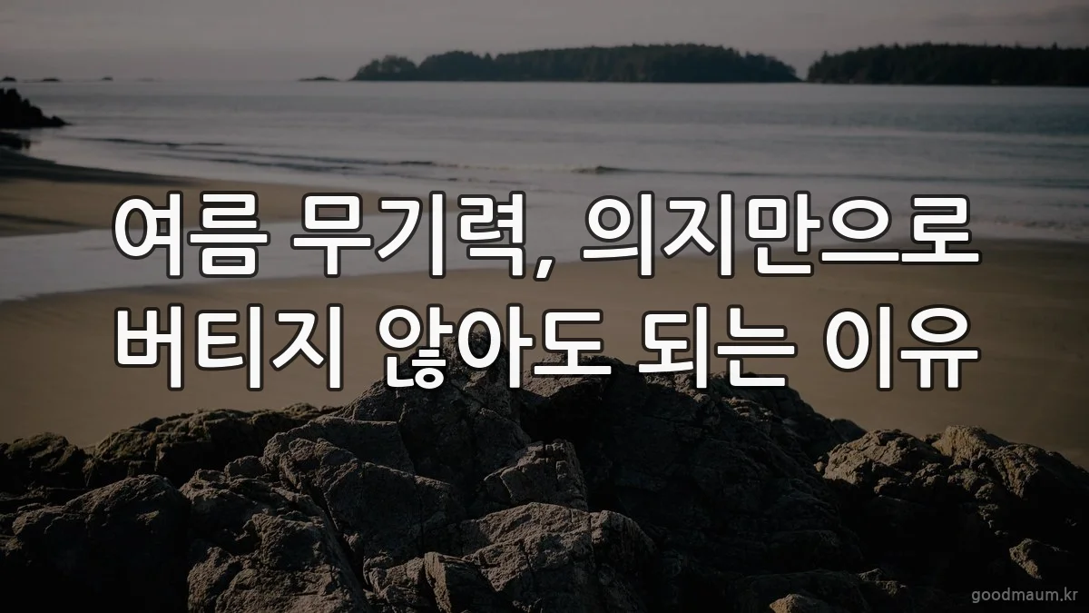 여름 무기력, 의지만으로 버티지 않아도 되는 이유