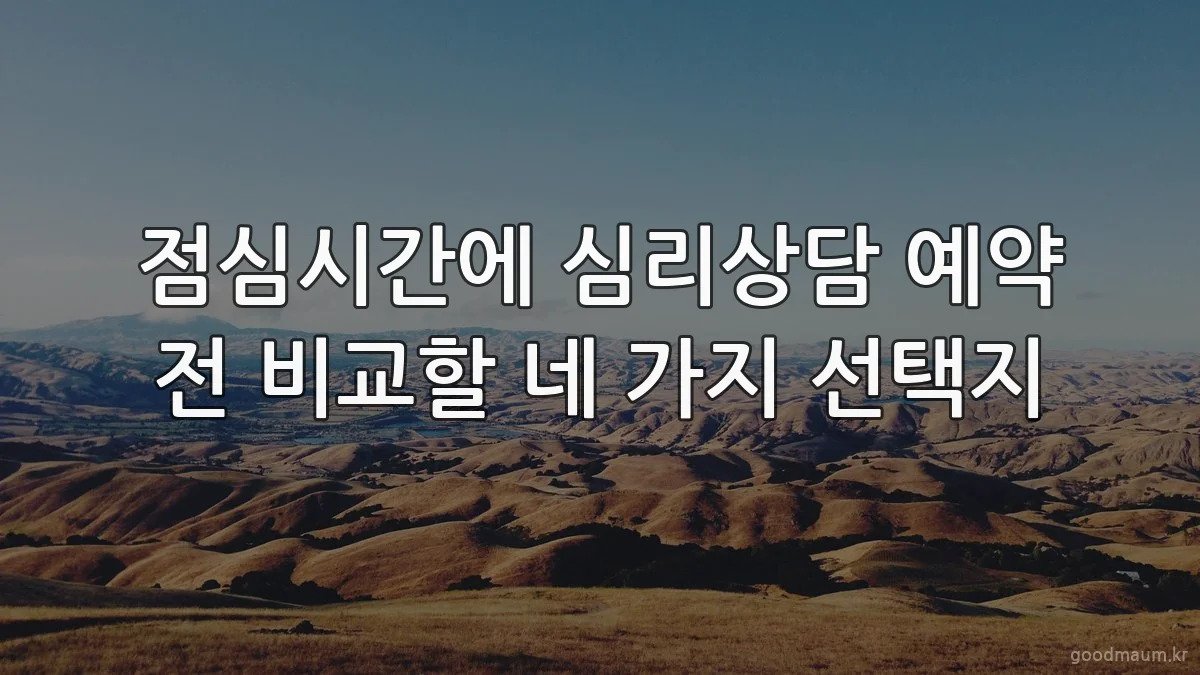 점심시간에 심리상담 예약 전 비교할 네 가지 선택지
