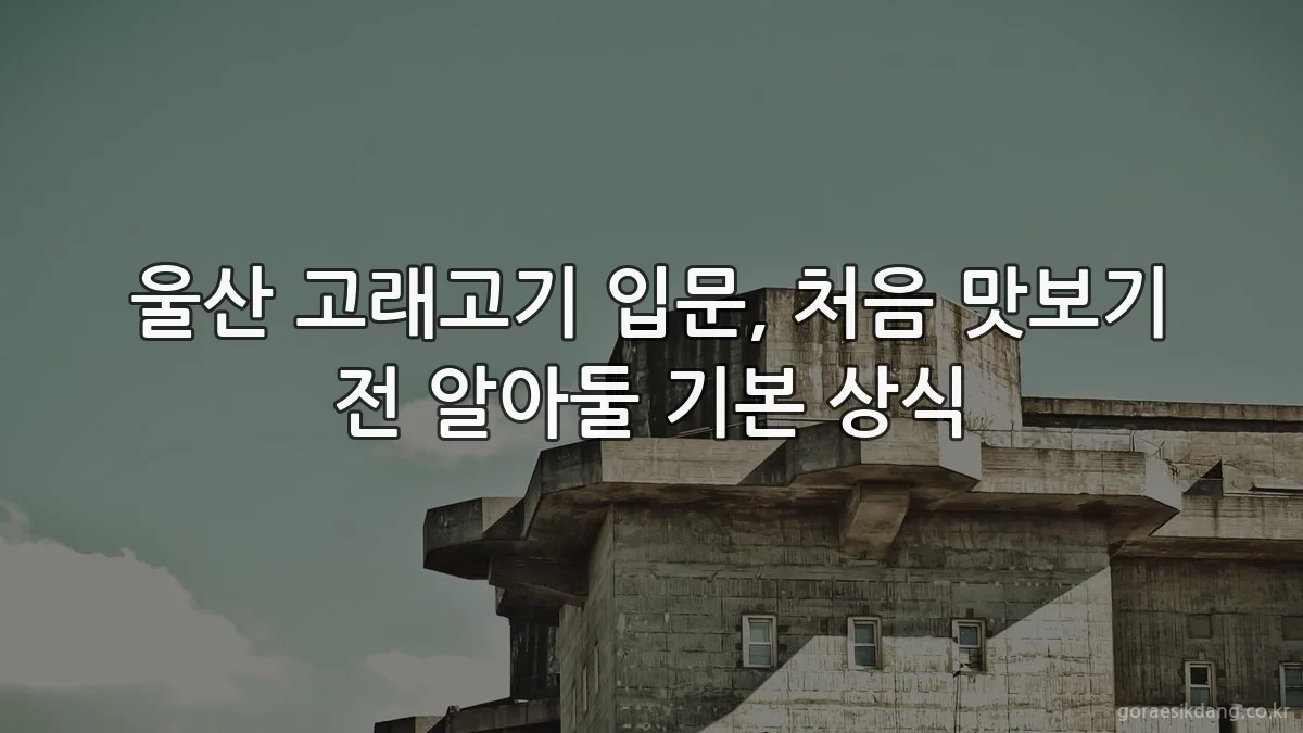 울산 고래고기 입문, 처음 맛보기 전 알아둘 기본 상식