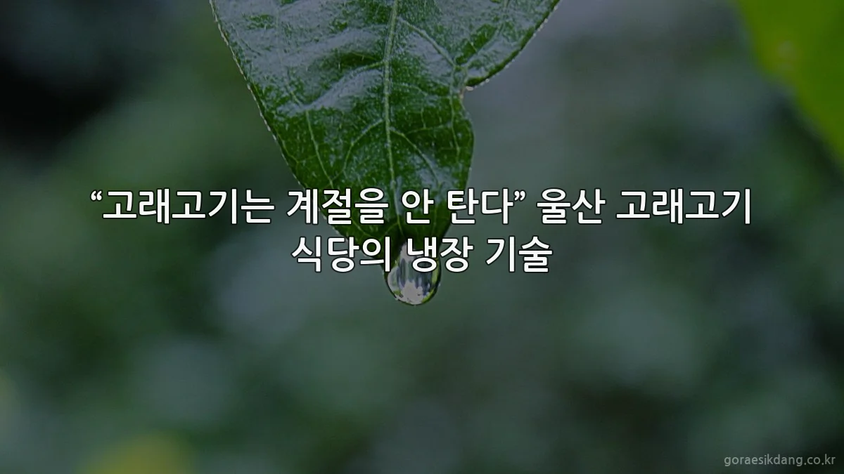 “고래고기는 계절을 안 탄다” 울산 고래고기 식당의 냉장 기술