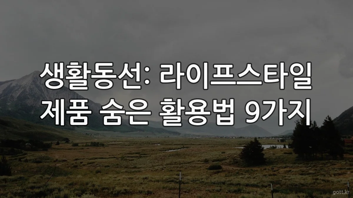 생활동선: 라이프스타일 제품 숨은 활용법 9가지