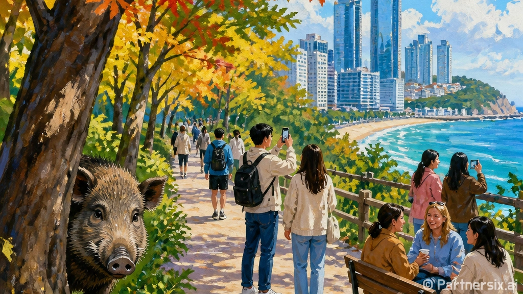 해운대 멧돼지 마주…