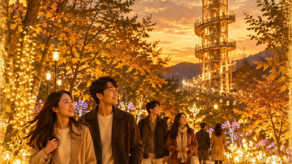 가을밤 빛의 숲과 전망타워 산책