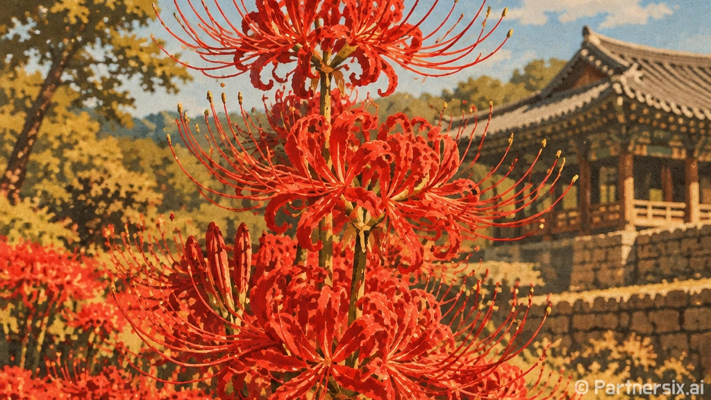 광주 환벽당 붉은 꽃무릇 절경
