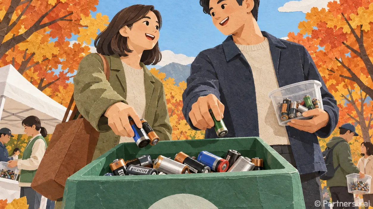 폐건전지 열 개가 새것 두 개로