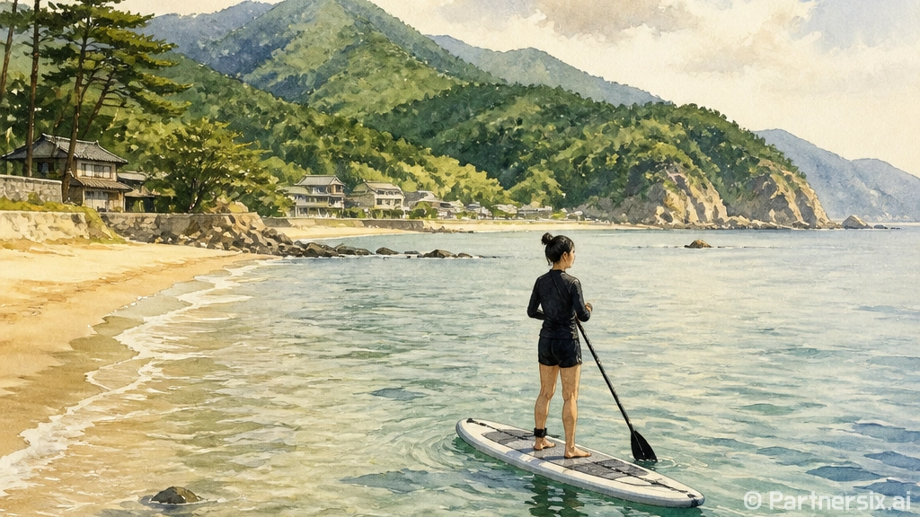고성 바다 위 평화로운 패들보드 체험
