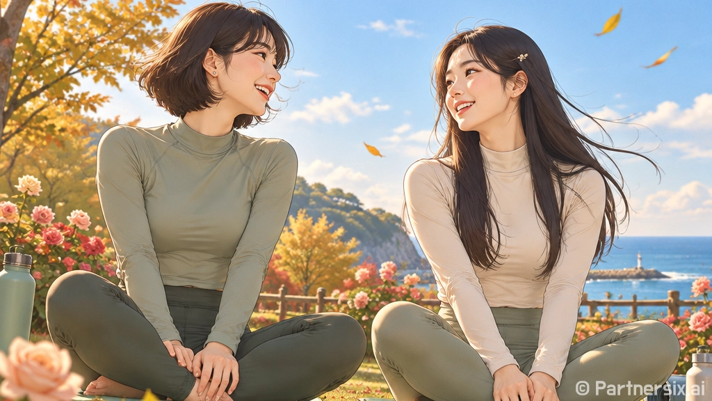 가을 바람 속 무료 야외 요가 체험