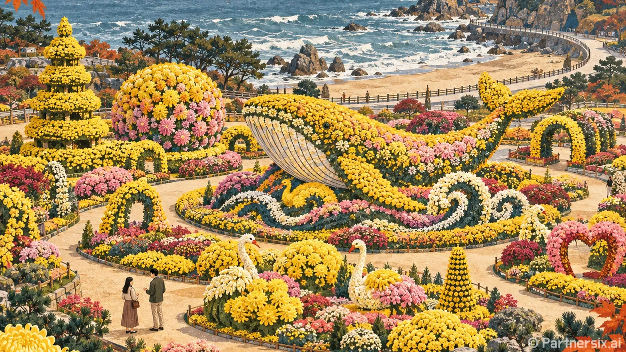 삼척 해변 물든 국화