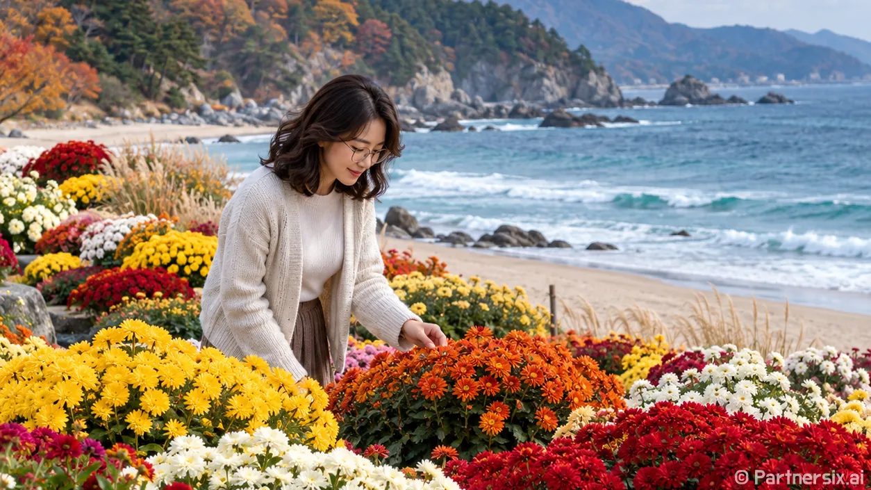 삼척해변 물든 국화물결