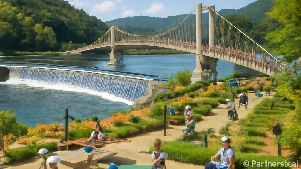 칠곡 남계지 수변공원 출렁다리와 폭포 산책길