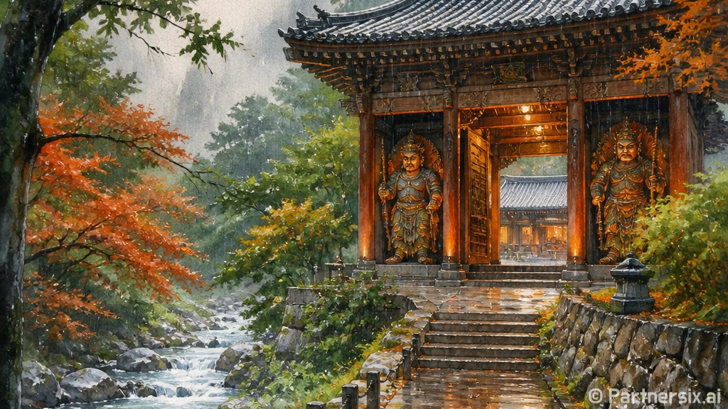비 내리는 문경 김룡사 숲길 산책