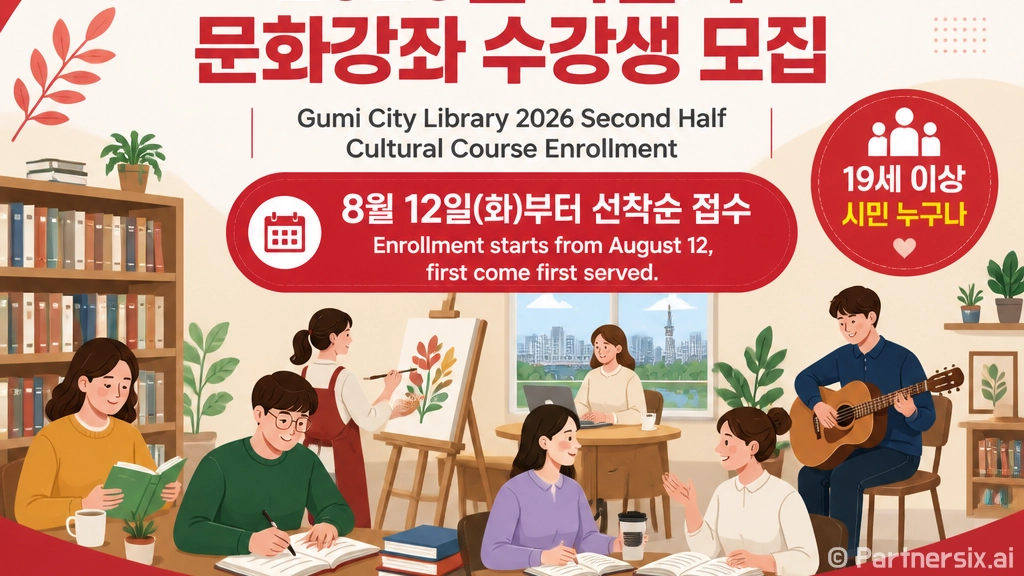 구미시립도서관 2026 하반기 문화강좌 수강생 모집