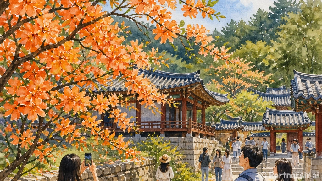 붉게 물든 안동 병산서원 배롱나무꽃 절경