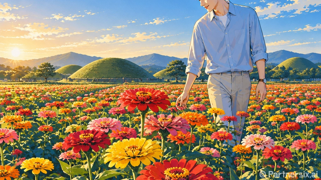 가을 경주 백일홍 군락지 놋점들 풍경