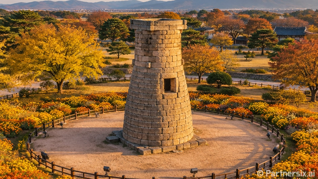가을꽃으로 물든 첨성대의 환상 풍경