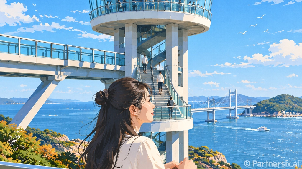 가을 바람 속 영일만 해오름대교 전망대