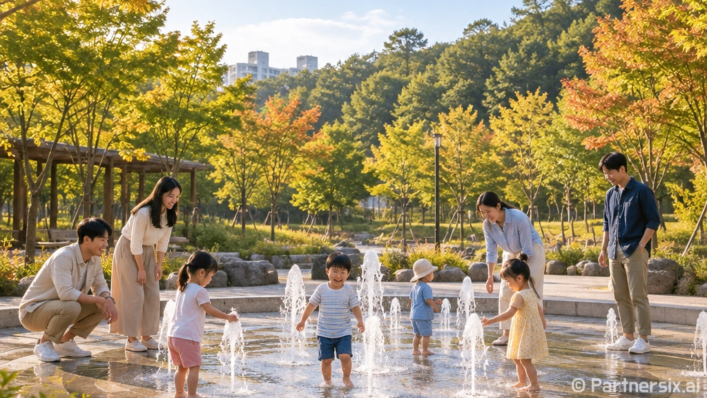 영주 삼각지마을 바닥분수와 도시숲 여름 피서지