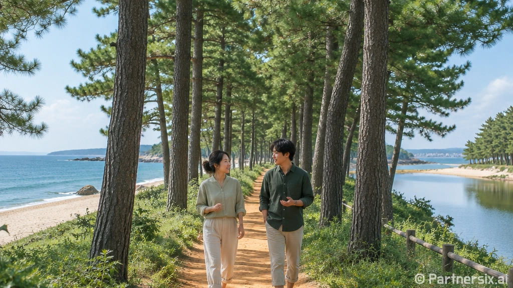포항 송도솔밭 소나무 숲과 황토 맨발길