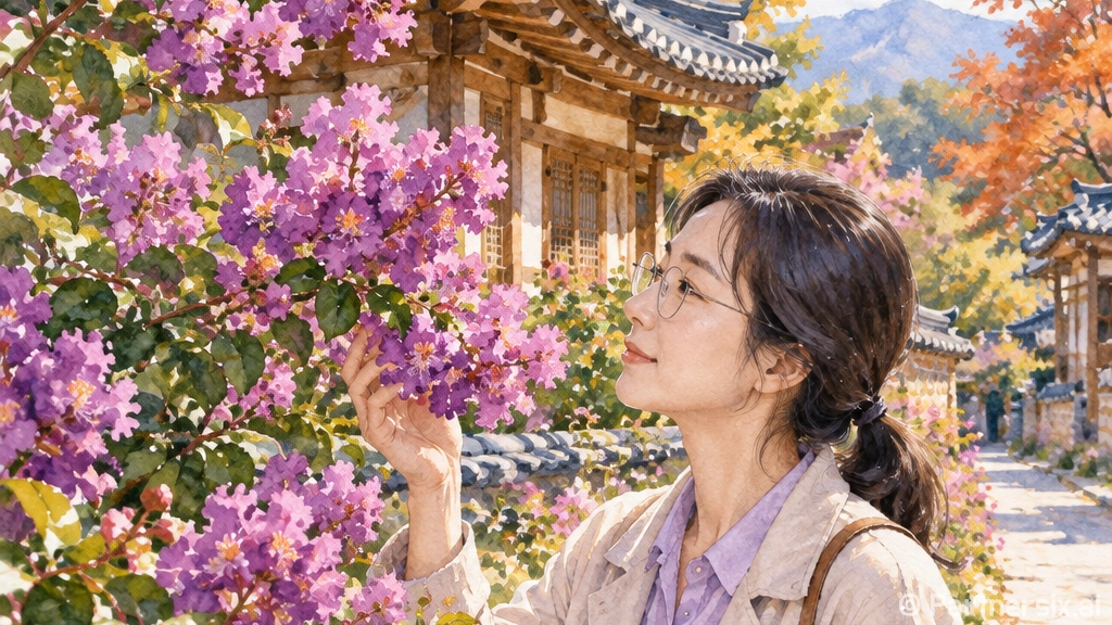 고즈넉한 한옥과 배롱나무꽃의 개실마을