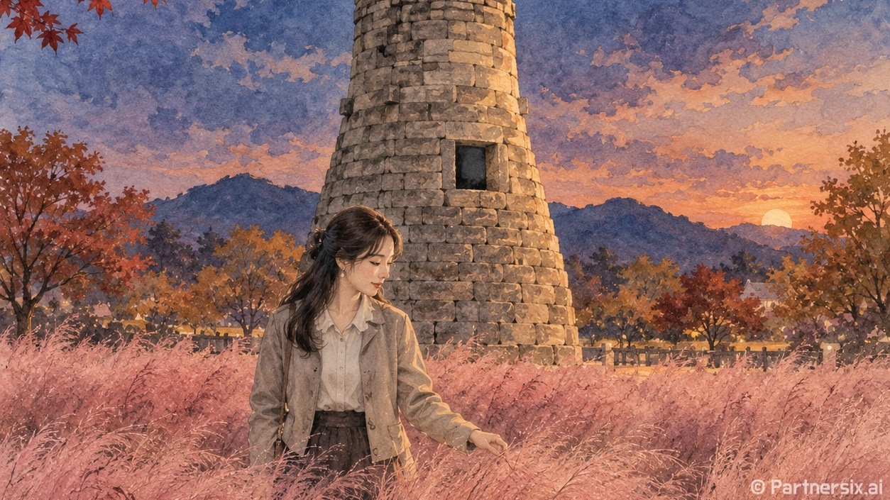 첨성대 물들인 핑크빛 가을