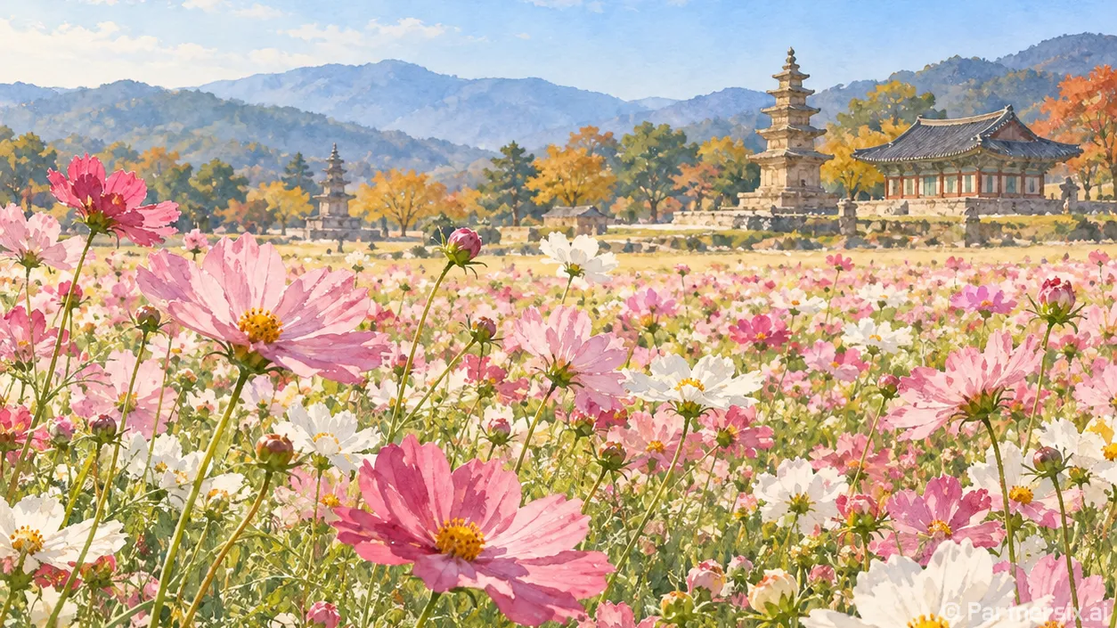 분황사 앞에 번진 꽃물결