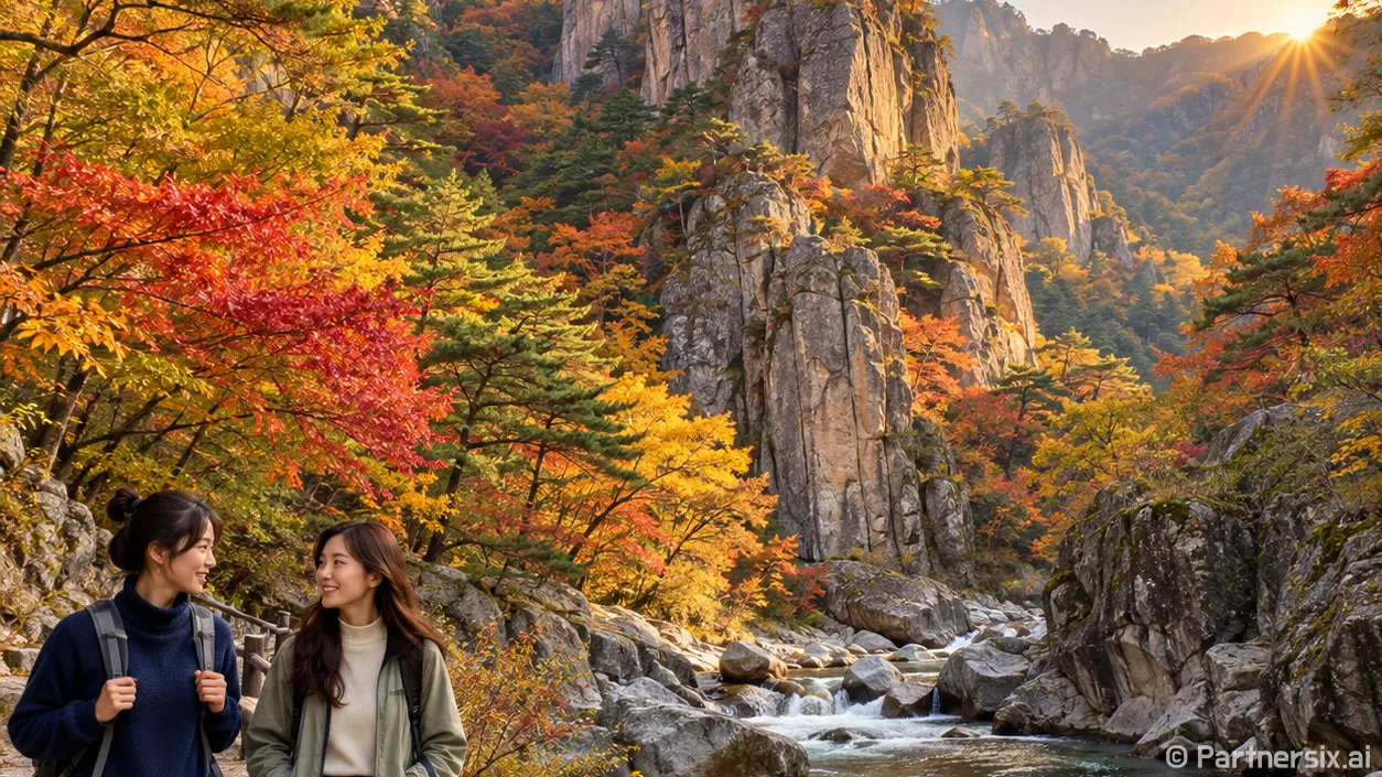 기암과 단풍 사이 …
