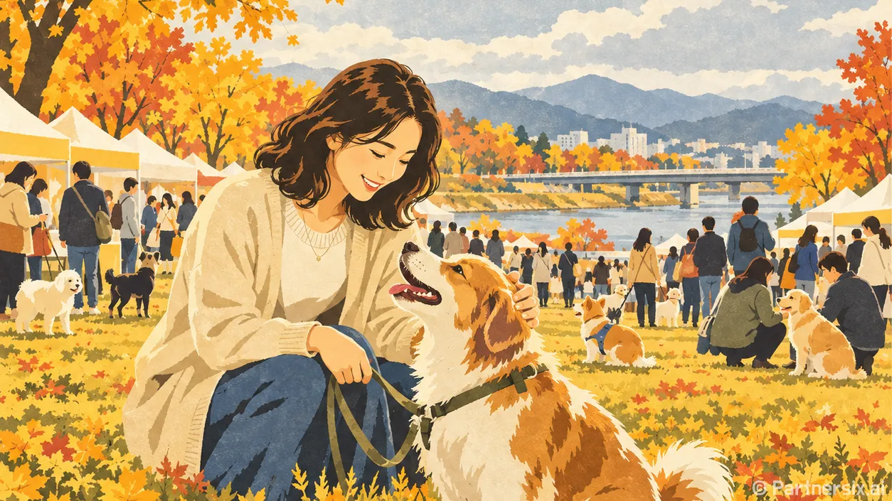 남천을 달리는 반려견들