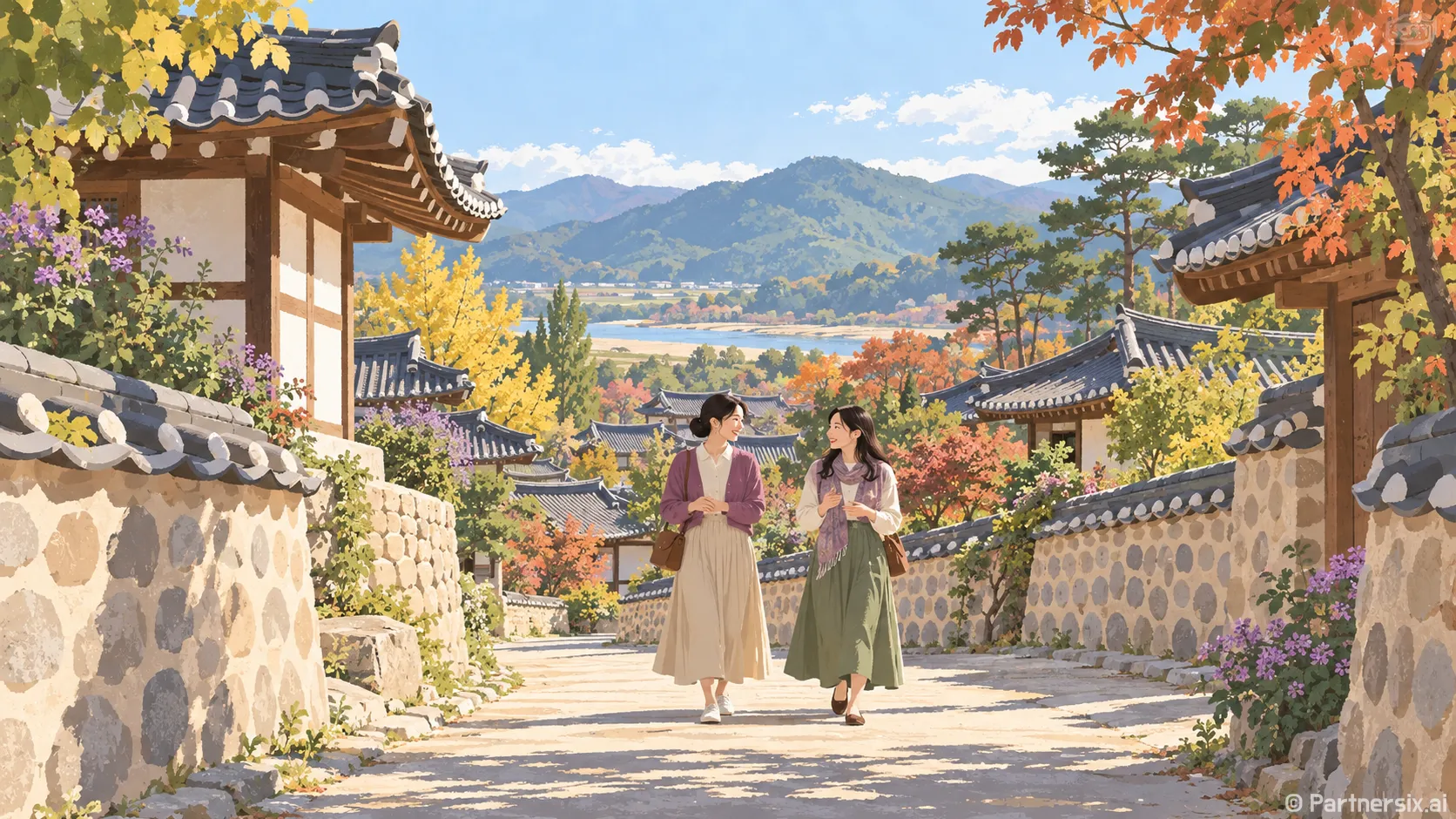 돌담 따라 걷는 한개마을