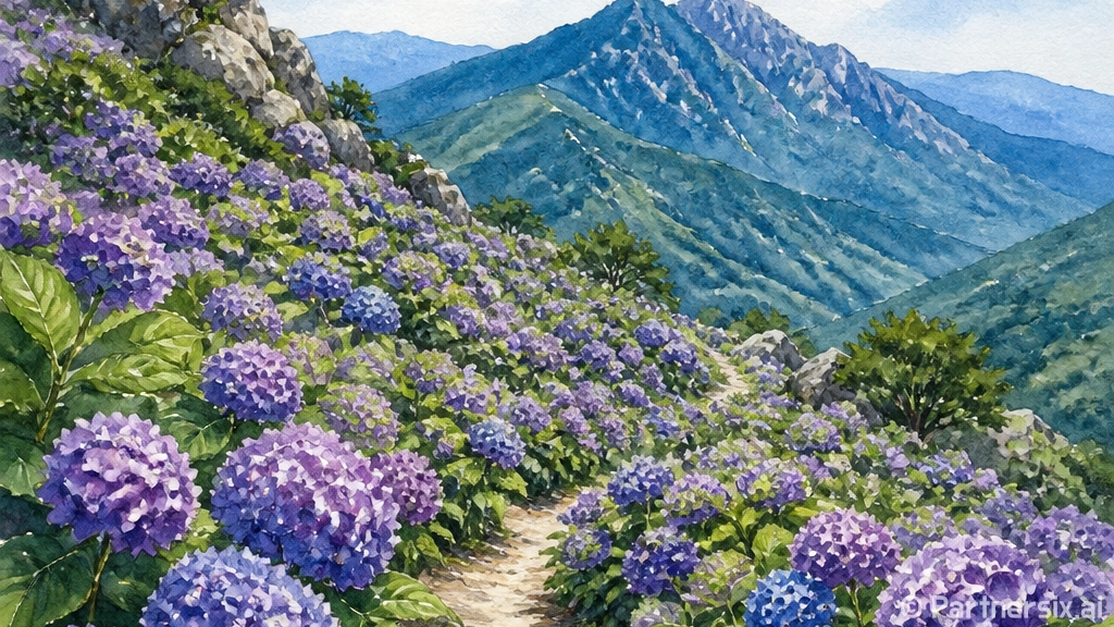 합천 황매산 여름 목수국 군락지 풍경
