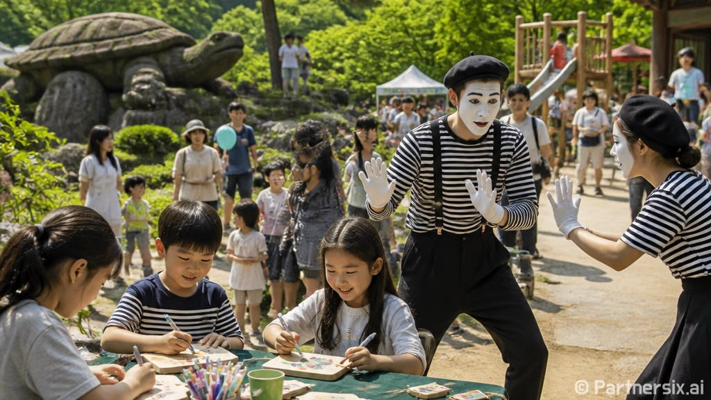 거창 국제연극제 체험과 마임 공연 현장