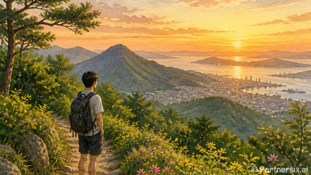 창원 덕주봉 능선서 만난 진해 야경
