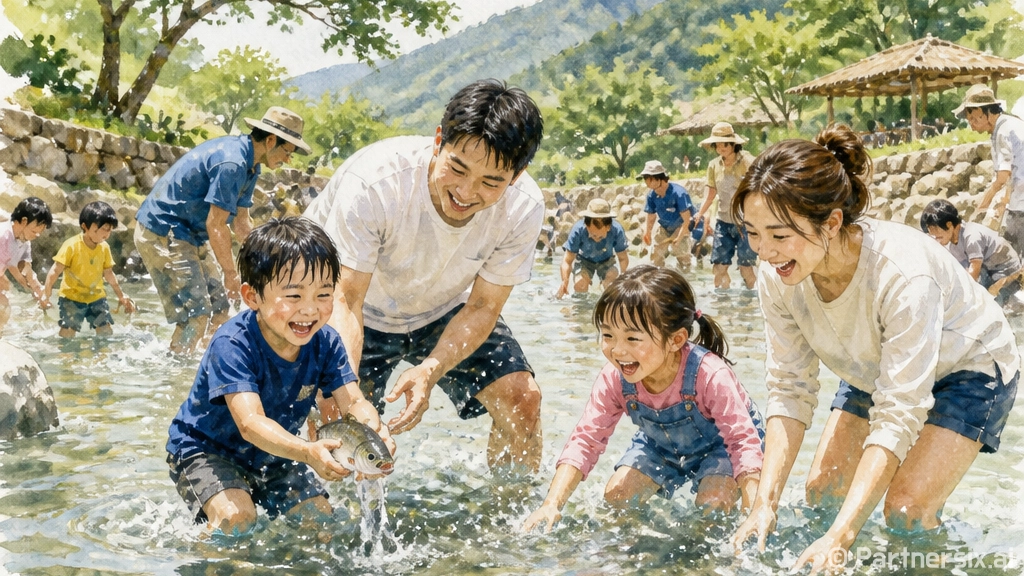 유포어촌체험마을 맨손 고기잡기 가족캠프