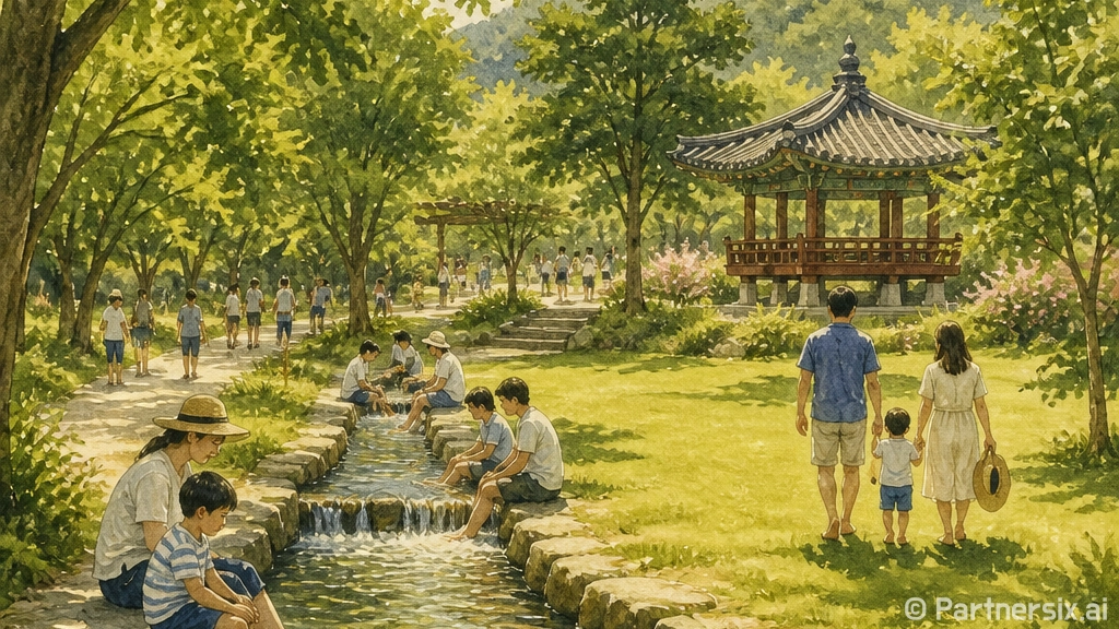 김해 장유 덕정공원, 인공 수로와 맨발 걷기로 여름 힐링