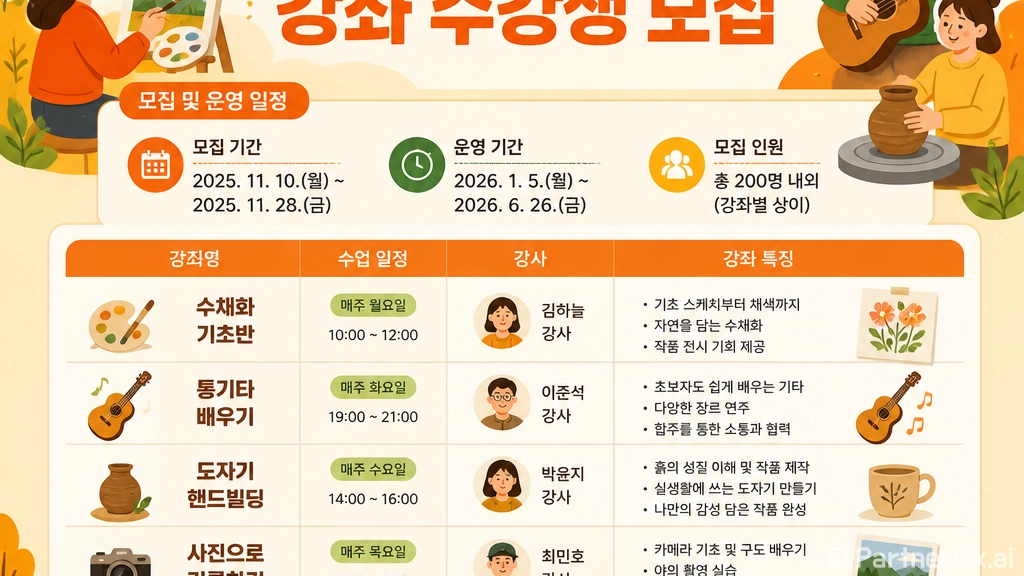 함양군 문화예술교육 강좌 수강생 모집