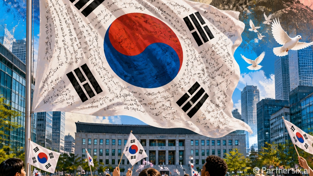 고성군청 앞 대형 태극기, 광복의 의미 되새기다