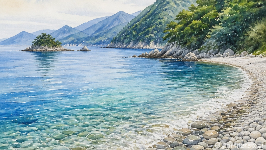 남해 항도 몽돌해변…