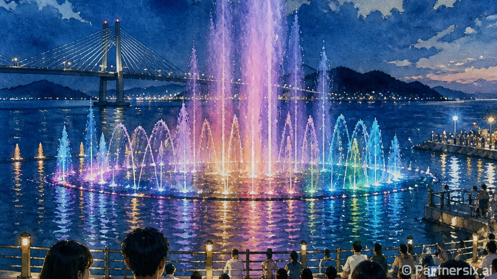 삼천포대교공원 음악분수, 여름밤의 빛과 물의 향연