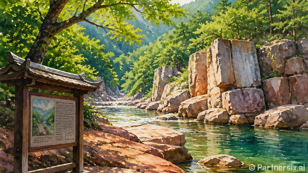 거창 월성계곡 사선대의 여름 풍경