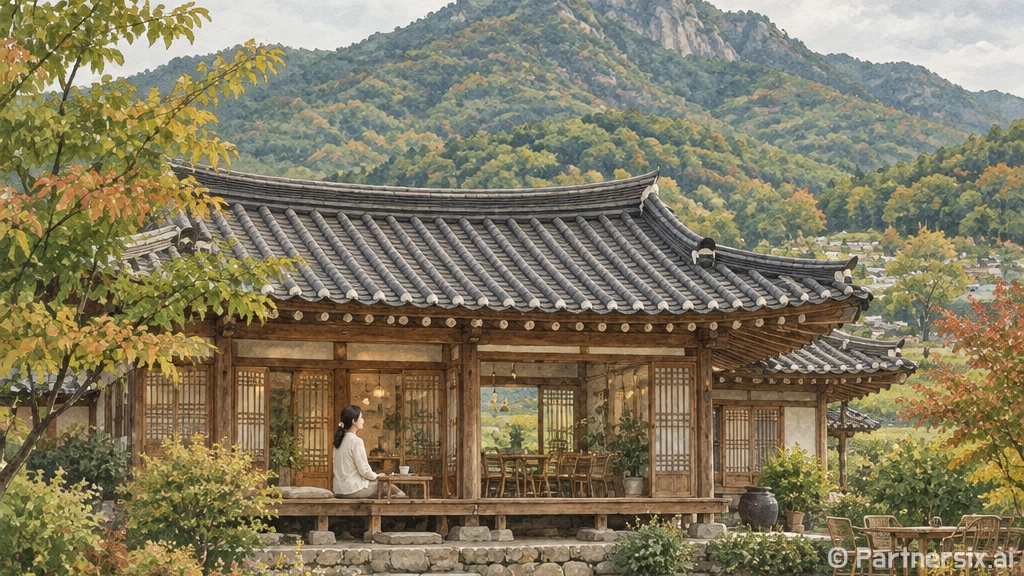 창녕 화왕산 자락 한옥카페 산과 구름 아래