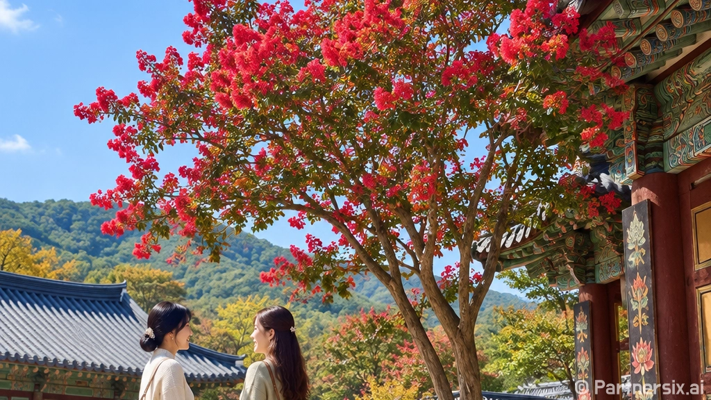 가을 붉게 물든 거창 배롱나무 산책