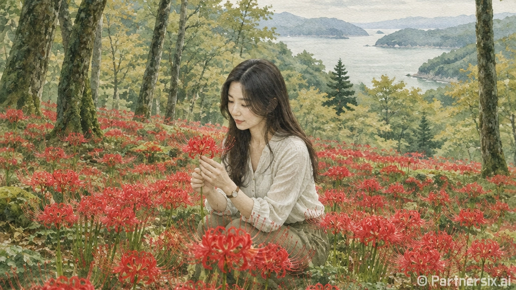 남해 앵강다숲 꽃무릇 절정기 도래